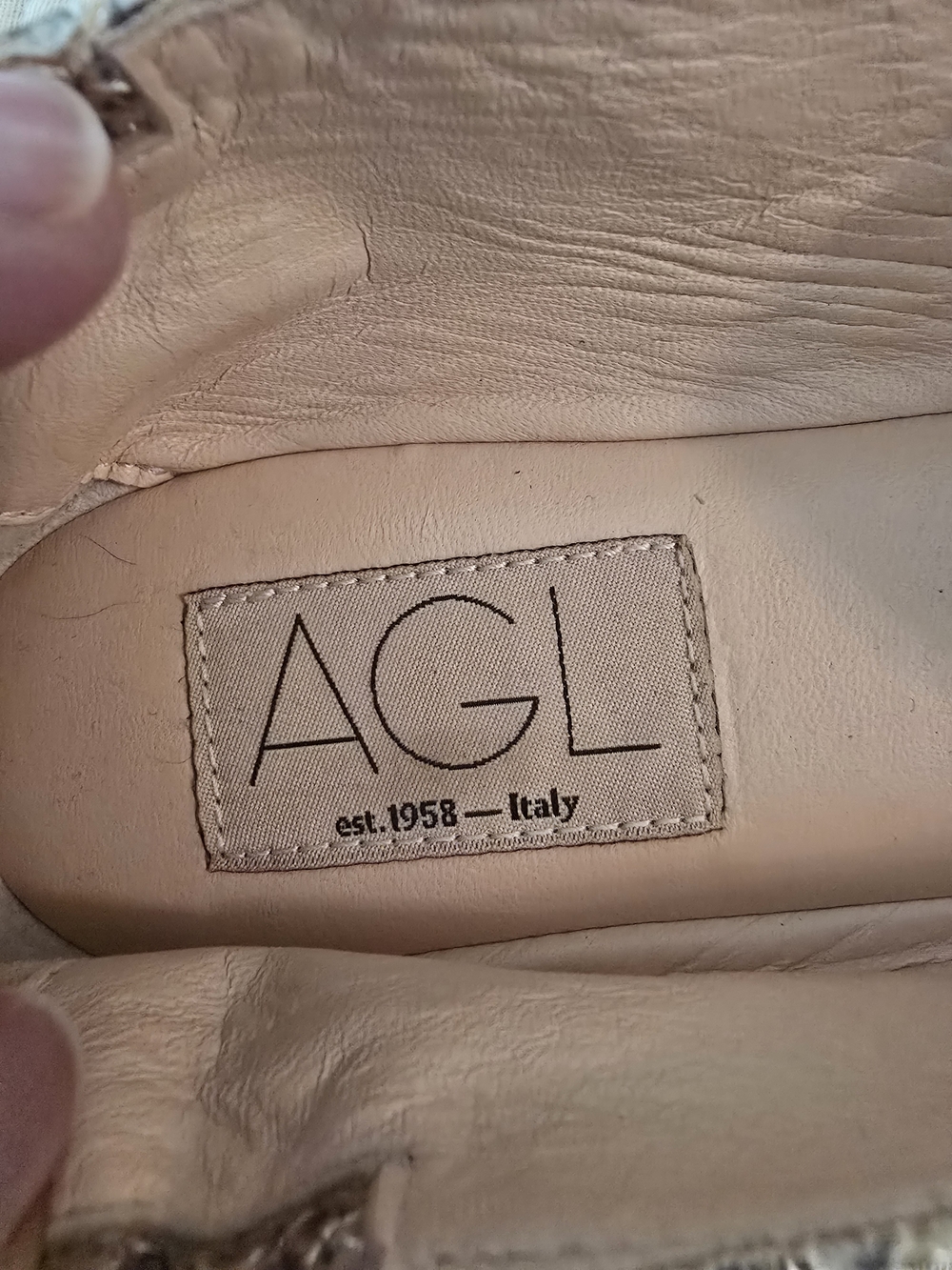 AGL Metallic Silver Snake-Print Pointed Loafers - Picture 4 of 6